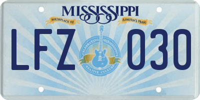 MS license plate LFZ030
