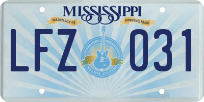 MS license plate LFZ031