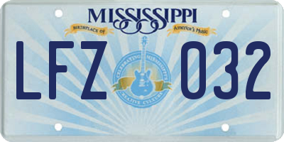 MS license plate LFZ032