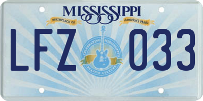 MS license plate LFZ033