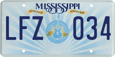MS license plate LFZ034