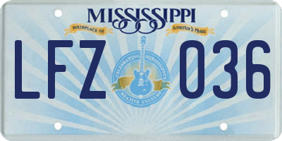 MS license plate LFZ036