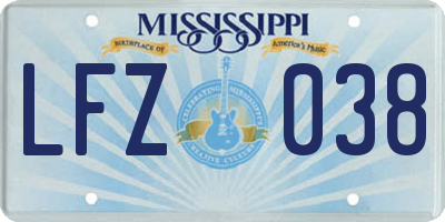 MS license plate LFZ038