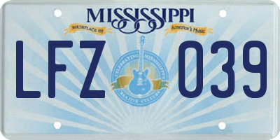 MS license plate LFZ039