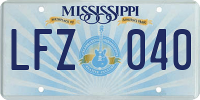 MS license plate LFZ040