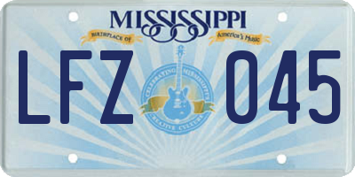 MS license plate LFZ045