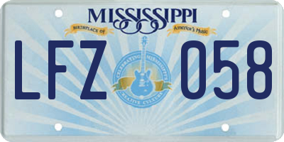 MS license plate LFZ058