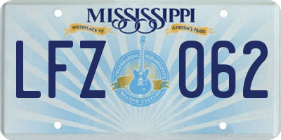 MS license plate LFZ062