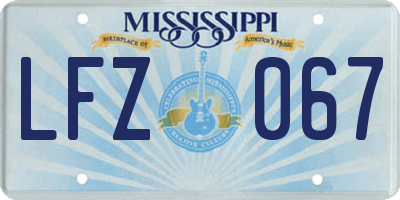 MS license plate LFZ067