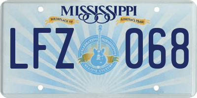 MS license plate LFZ068