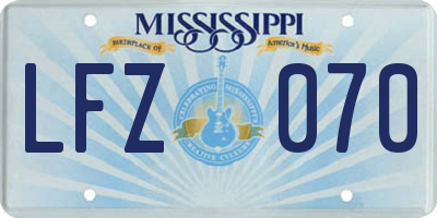 MS license plate LFZ070