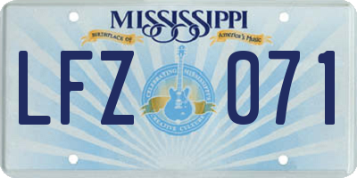 MS license plate LFZ071