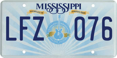 MS license plate LFZ076