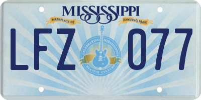 MS license plate LFZ077