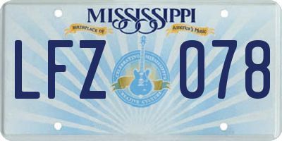 MS license plate LFZ078
