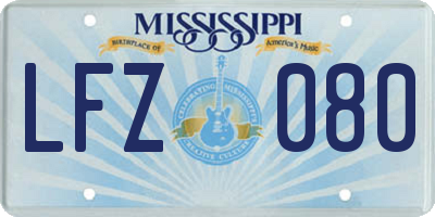 MS license plate LFZ080