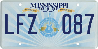 MS license plate LFZ087