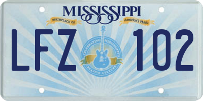 MS license plate LFZ102