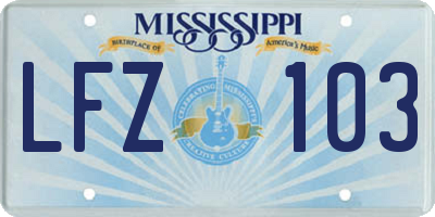 MS license plate LFZ103