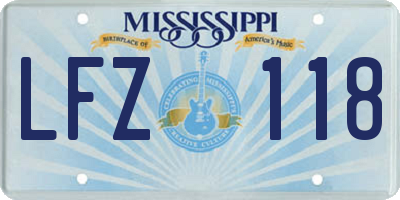 MS license plate LFZ118