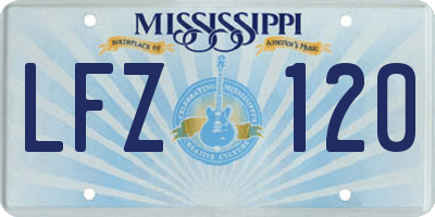 MS license plate LFZ120
