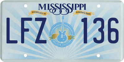 MS license plate LFZ136