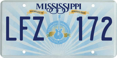 MS license plate LFZ172