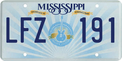 MS license plate LFZ191