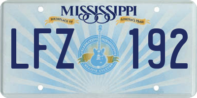 MS license plate LFZ192