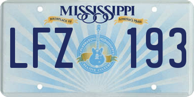 MS license plate LFZ193
