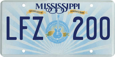 MS license plate LFZ200