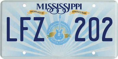 MS license plate LFZ202