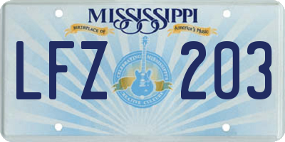 MS license plate LFZ203