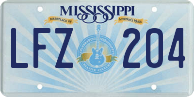 MS license plate LFZ204