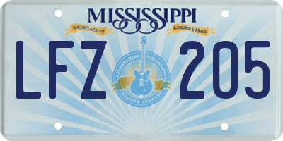MS license plate LFZ205