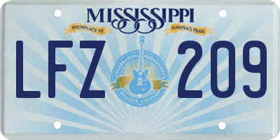 MS license plate LFZ209