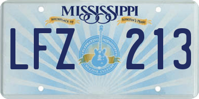 MS license plate LFZ213