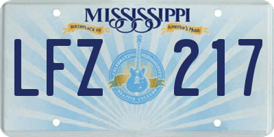 MS license plate LFZ217