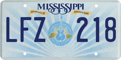 MS license plate LFZ218