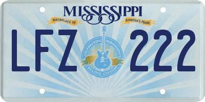 MS license plate LFZ222