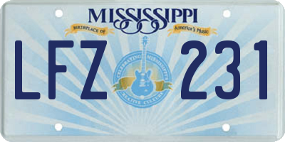 MS license plate LFZ231