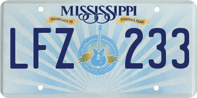 MS license plate LFZ233