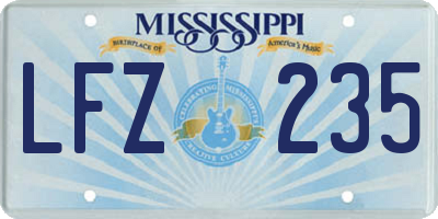MS license plate LFZ235