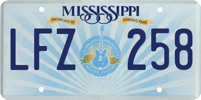 MS license plate LFZ258