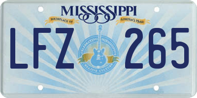 MS license plate LFZ265