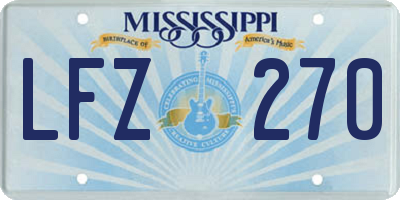 MS license plate LFZ270