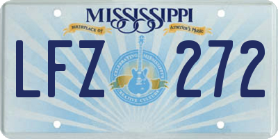 MS license plate LFZ272
