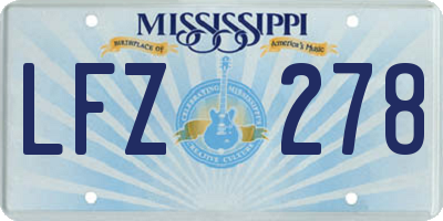 MS license plate LFZ278