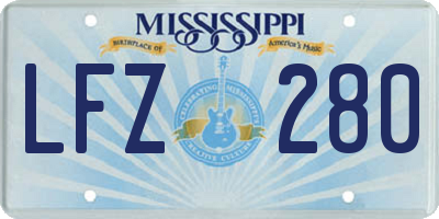 MS license plate LFZ280