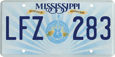 MS license plate LFZ283